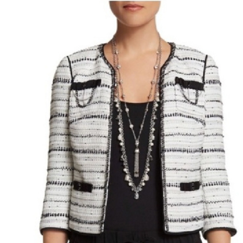 Whbm White House Black Market Tweed Blazer Size 10